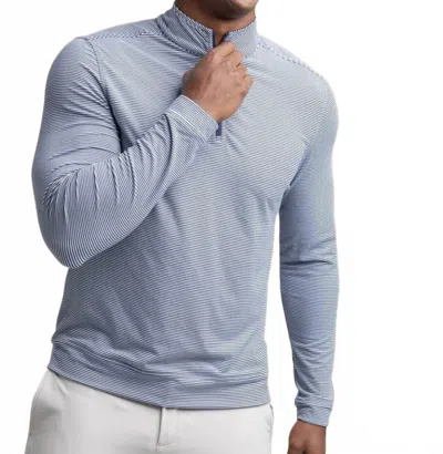 Southern Tide Cruiser Micro Stripe Quarter Zip Top In Heather Navy In Blue