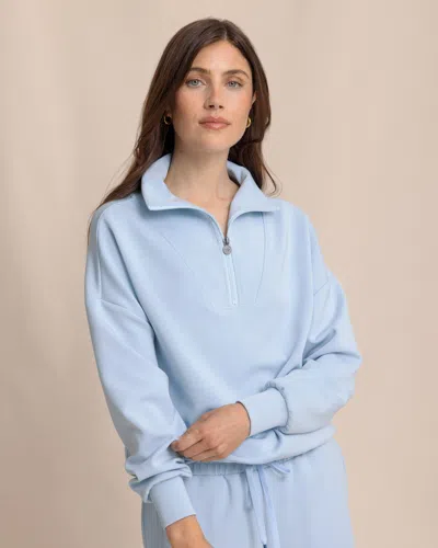 Southern Tide Danielle Luxe Lounge Quarter Zip In Cerulean
