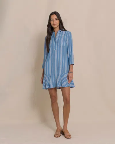 Southern Tide Delilah Stripe Popover Dress In Nautical Blue