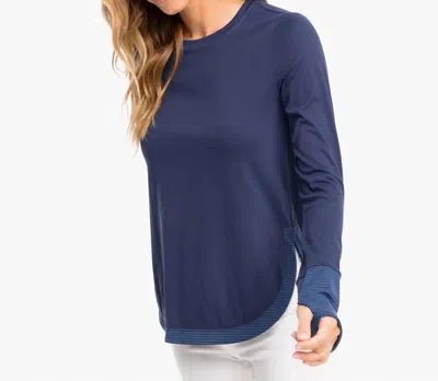 Southern Tide Demy Long Sleeve Performance Top In Nautical Navy In Blue