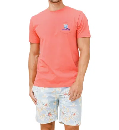 Southern Tide Drinkin In The Usa Tee Top In Rosewood Red In Multi