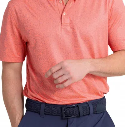 Southern Tide Driver Pineapple Paradise Printed Polo In Sunset Coral In Brown