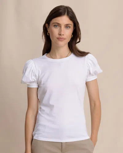 Southern Tide Eileen Ruffle Tee In Classic White