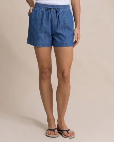 Southern Tide Emilia Denim Woven Short In Medium Wash Indigo