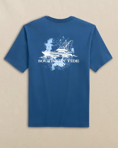 Southern Tide Fishing Boat Coordinates Short Sleeve T-shirt In Nautical Blue