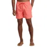 Southern Tide Floral Fusion Swim Trunk In Sunset Coral In Orange