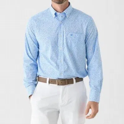 Southern Tide Flower Frenzy Intercoastal Long Sleeve Sport Shirt In Boat Blue