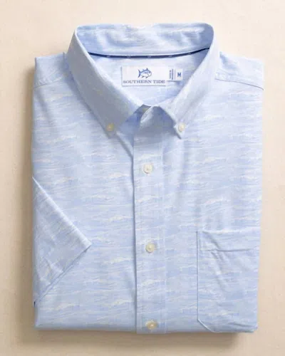 Southern Tide Get In Shipshape Intercoastal Short Sleeve Sport Shirt In Cerulean