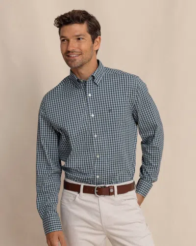 Southern Tide Gordon Tartan Charleston Sport Shirt In Salt Meadow In Blue
