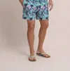 Southern Tide Grand Palms Swim Trunks In Simply Green In Multi