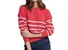 Southern Tide Haisley Stripe Crew Neck Sweater In Raspberry Wine In Multi