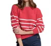 Southern Tide Haisley Stripe Crew Neck Sweater In Raspberry Wine In Multi