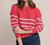 Southern Tide Haisley Stripe Crew Neck Sweater In Raspberry Wine In Multi
