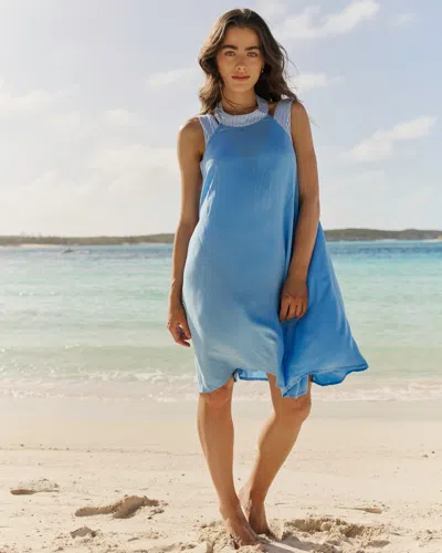 Southern Tide Halter Neck Short Cover-up Dress In Ocean Channel