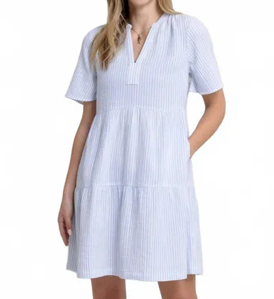 Southern Tide Harper Short Sleeve Dress In Boat Blue Stripe In Black