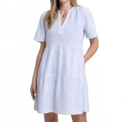 Southern Tide Harper Short Sleeve Stripe Dress In Boat Blue