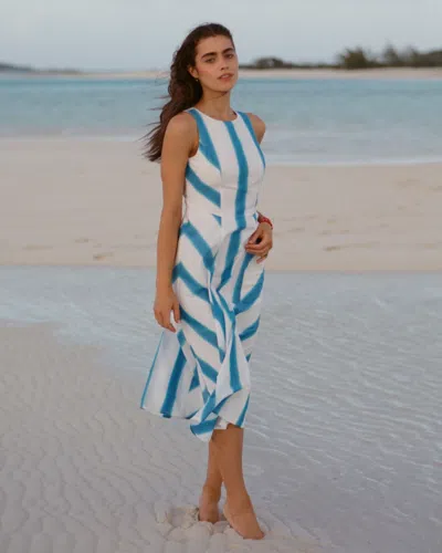 Southern Tide Hayden Stripe Mix Midi Dress In Classic White