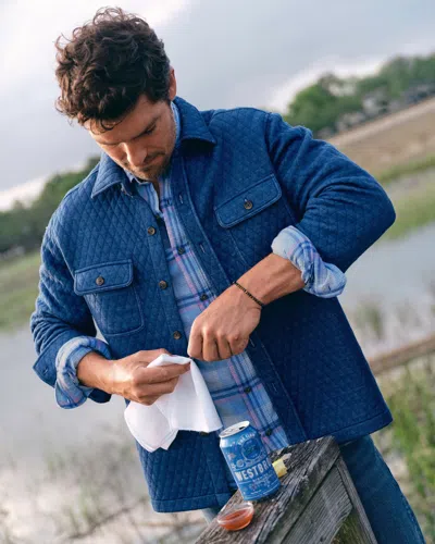 Southern Tide Heather Quilted Knit Shacket In Blue