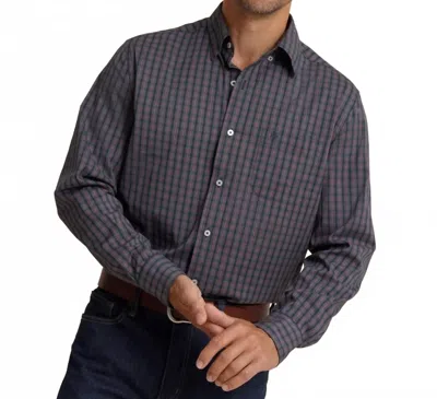 Southern Tide Heyward Tartan Charleston Sport Shirt In Dress Blue In Gray