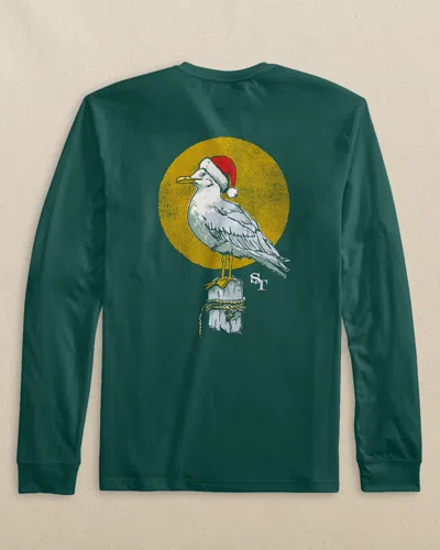 Southern Tide Holiday Seagull Long Sleeve T-shirt In Green