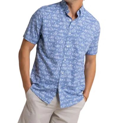 Southern Tide Intercoastal Sunset Beach Short Sleeve Sport Shirt In Coronet Blue