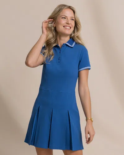 Southern Tide Isabelle Solid Polo Active Dress In Nautical Blue
