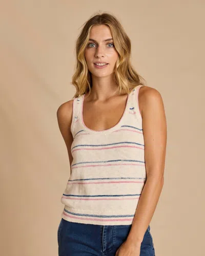 Southern Tide Ivana Contrast Stripe Sweater Tank In Star White
