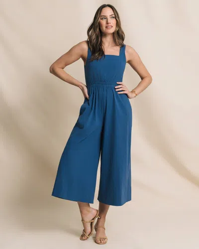Southern Tide Jill Seersucker Jumpsuit In Nautical Blue