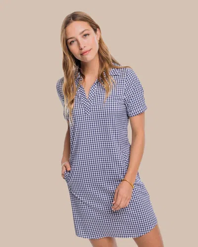 Southern Tide Kamryn Brrr°® Intercoastal Gingham Dress In Nautical Navy