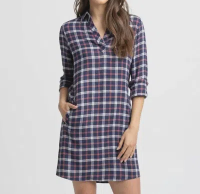 Southern Tide Kamryn Chilly Morning Plaid Dress In Nautical Navy In Blue