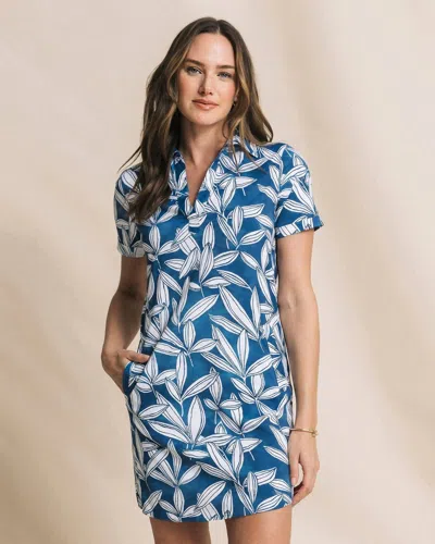 Southern Tide Kamryn Printed Coastal Breeze Performance Dress In Nautical Blue