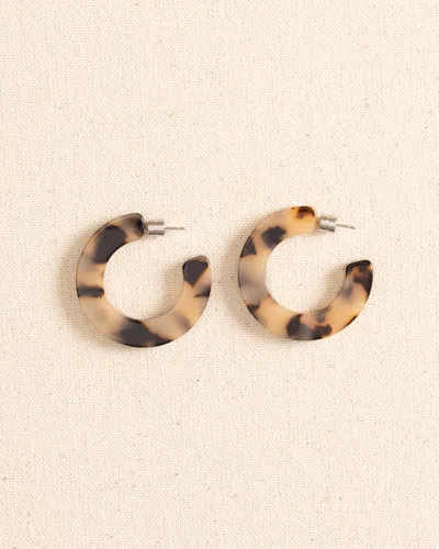 Southern Tide Kate Hoop Earrings In Blonde Tortoise