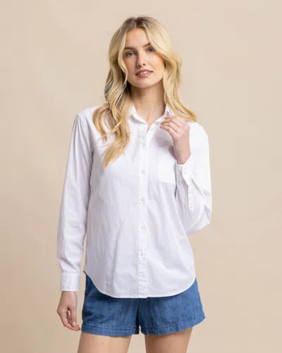 Southern Tide Katherine Poplin Shirt In Classic White