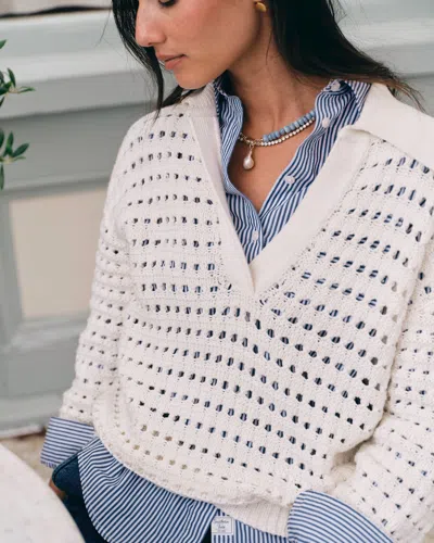 Southern Tide Kay Sailor Collar Sweater In Star White