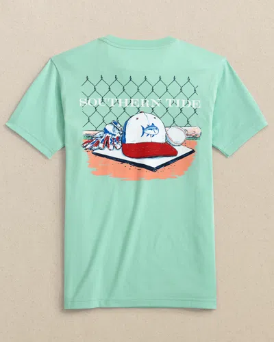 Southern Tide Kids Homeplate Hat Short Sleeve T-shirt In Green