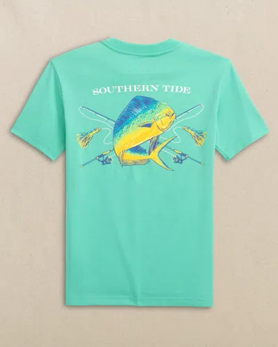 Southern Tide Kids Mahi Deep Sea Fishing Short Sleeve T-shirt In Florida Keys