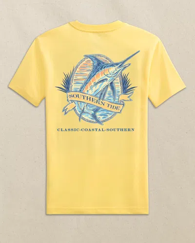 Southern Tide Kids Marlin Badge Short Sleeve T-shirt In Sunshine