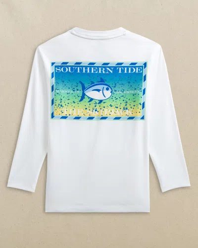 Southern Tide Kids Original Skipjack Mahi Long Sleeve Performance T-shirt In Classic White
