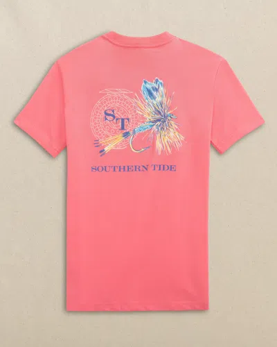 Southern Tide Kids Reel Fly Adams Short Sleeve T-shirt In Island Pink