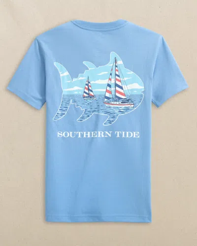 Southern Tide Kids Sailboat Skipjack Fill Short Sleeve T-shirt In Ocean Channel