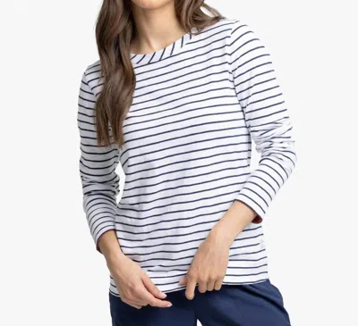 Southern Tide Kimmy Stripe Crewneck Long Sleeve Tee In Blue/white