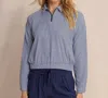 Southern Tide Kira Half Zip Stripe Pullover Sweatshirt In Blue In Blue