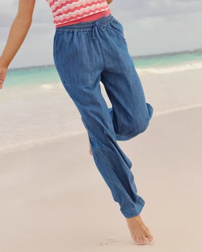 Southern Tide Laken Denim Wide Leg Pant In Medium Wash Indigo