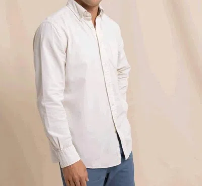 Southern Tide Lightweight Bedford Cord Sportshirt In Oatmeal In White
