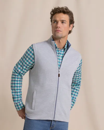 Southern Tide Lightweight Knit Heather Reversible Vest In Heather Anchor Grey
