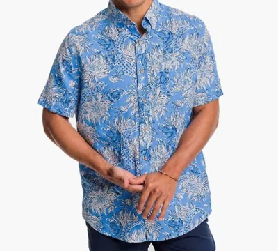 Southern Tide Linen Sports Shirt In Blue