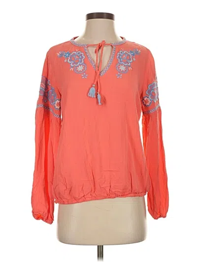 Pre-owned Southern Tide Long Sleeve Blouse In Orange