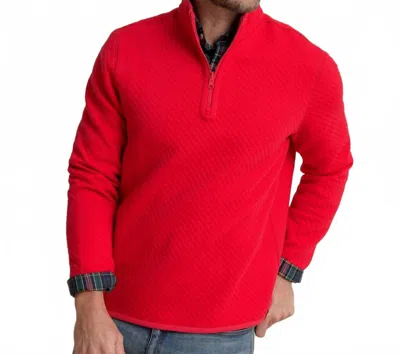 Southern Tide Long Sleeve Oak Island Reversible Quarter Zip Top In Grenadine Red