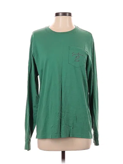 Pre-owned Southern Tide Long Sleeve Top Green Crew Neck Tops