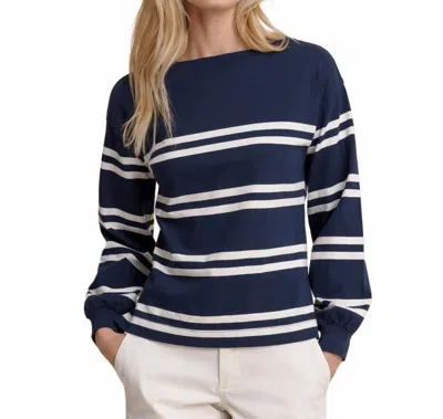 Southern Tide Long Sleeve Zayla Striped Top In Dress Blue